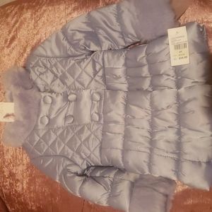 Coat, Jessica Simpson, Ice Blue, Faux Fur